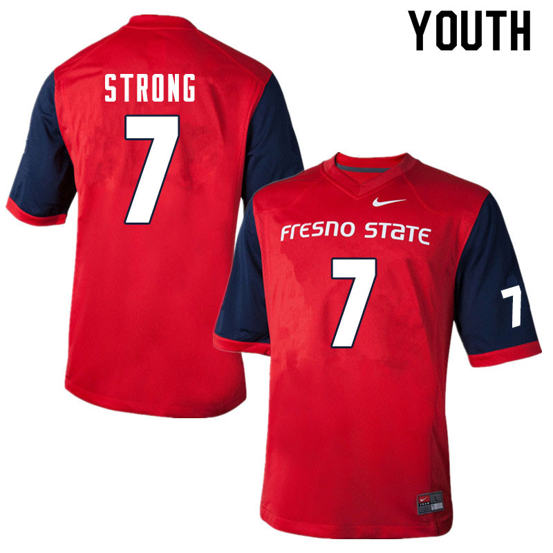 Youth #7 Reggie Strong Fresno State Bulldogs College Football Jerseys Sale-Red